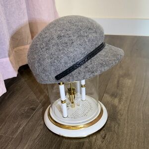 Gray Wool Cap with Black Trim